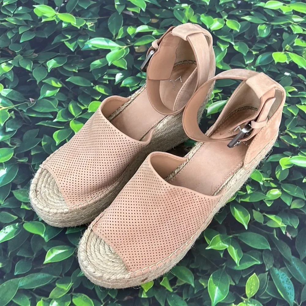 *Marc Fisher dusty pink suede eyelet espadrille wedges